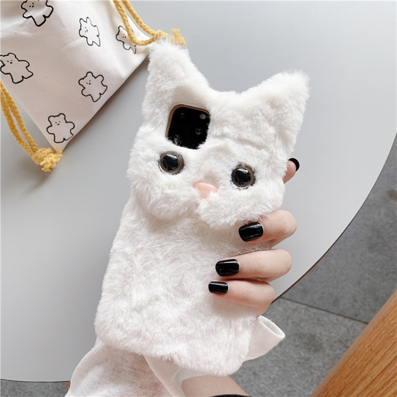3D Cute Cartoon Cat Furry Plus - Phone Cases For Iphone 16 review and price
